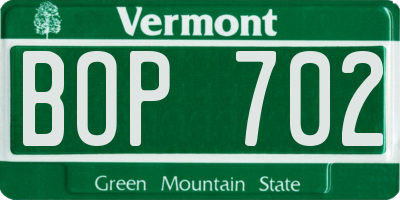 VT license plate BOP702