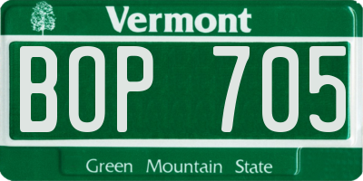 VT license plate BOP705