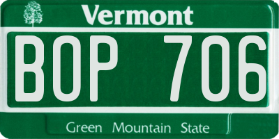 VT license plate BOP706