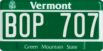 VT license plate BOP707