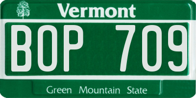 VT license plate BOP709