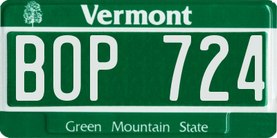 VT license plate BOP724