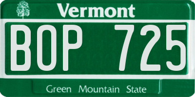 VT license plate BOP725