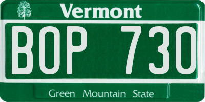 VT license plate BOP730