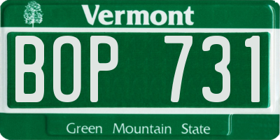 VT license plate BOP731