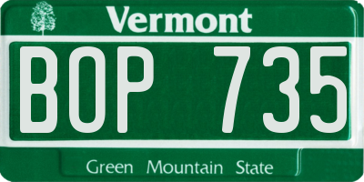 VT license plate BOP735