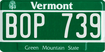 VT license plate BOP739