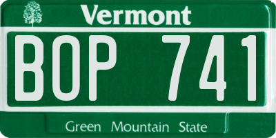 VT license plate BOP741