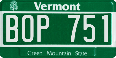 VT license plate BOP751