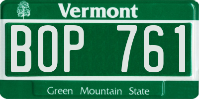 VT license plate BOP761