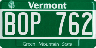 VT license plate BOP762