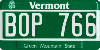 VT license plate BOP766