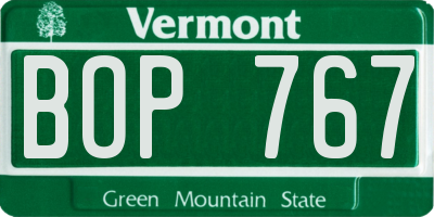 VT license plate BOP767