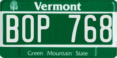 VT license plate BOP768