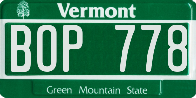 VT license plate BOP778