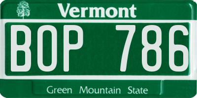 VT license plate BOP786
