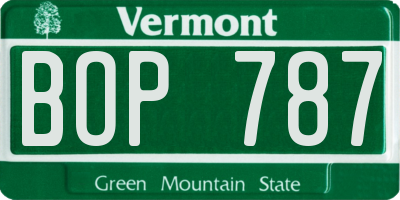 VT license plate BOP787