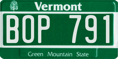 VT license plate BOP791