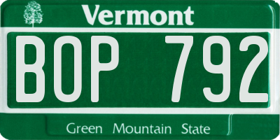 VT license plate BOP792