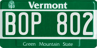 VT license plate BOP802