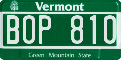 VT license plate BOP810