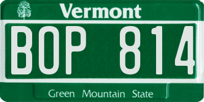 VT license plate BOP814
