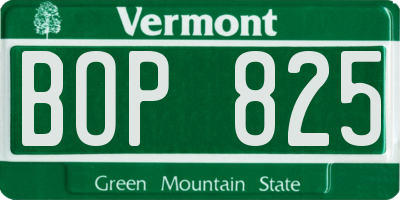 VT license plate BOP825