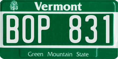 VT license plate BOP831