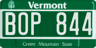 VT license plate BOP844