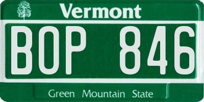 VT license plate BOP846
