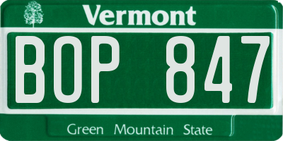 VT license plate BOP847