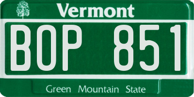 VT license plate BOP851