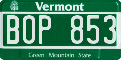 VT license plate BOP853