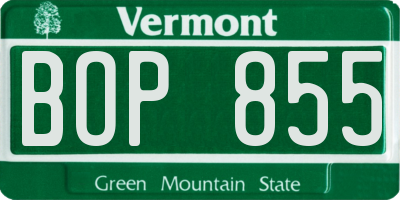 VT license plate BOP855