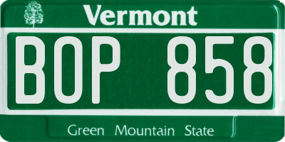 VT license plate BOP858