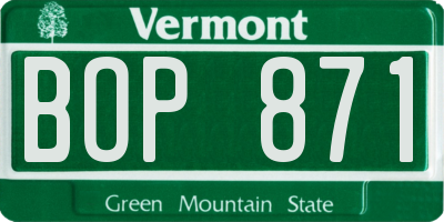 VT license plate BOP871