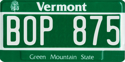 VT license plate BOP875