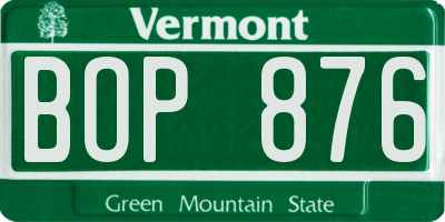 VT license plate BOP876