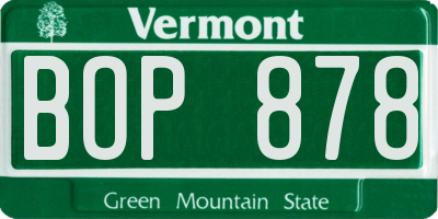 VT license plate BOP878