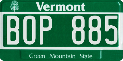 VT license plate BOP885