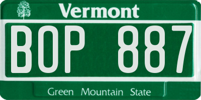 VT license plate BOP887