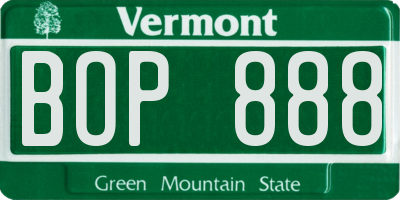 VT license plate BOP888