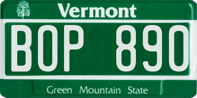 VT license plate BOP890