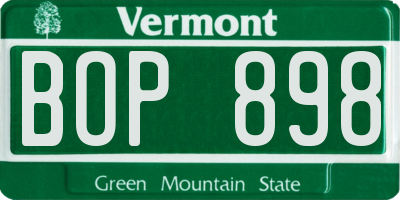 VT license plate BOP898