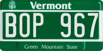 VT license plate BOP967