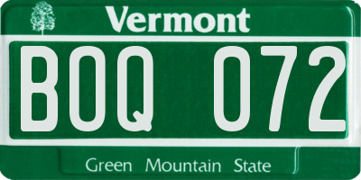 VT license plate BOQ072