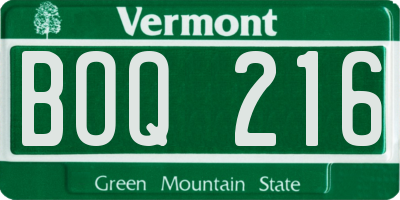 VT license plate BOQ216