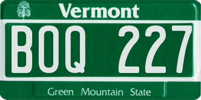 VT license plate BOQ227