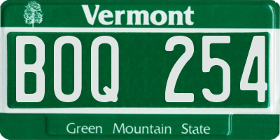 VT license plate BOQ254