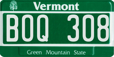 VT license plate BOQ308